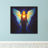 Spirituell Leuchtender Engel bei Nacht am See Canvas Afdruk (Insitu (Houten vloer))