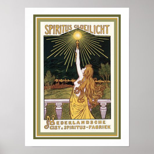 Spiritus Gloelicht Art Nouveau AD Poster 12 x 16 (Voorkant)