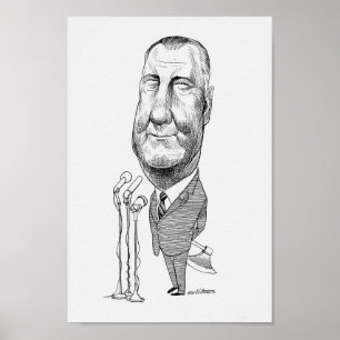 Spiro Agnew verbergt zijn Ax Caricature Poster