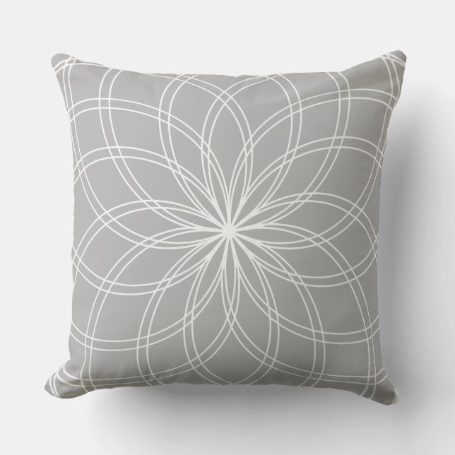 Spiro Mandala White Gray Kussen (Voorkant)