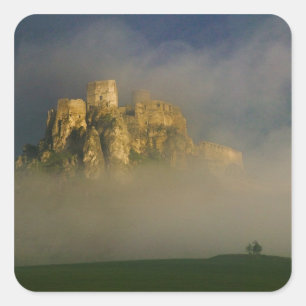 Spissky hrad in nevel, Slowakije 2 Vierkante Sticker