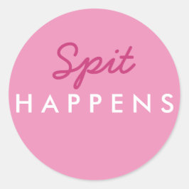 "Spit gebeurt" Baby shower Sticker in Roze en Whi