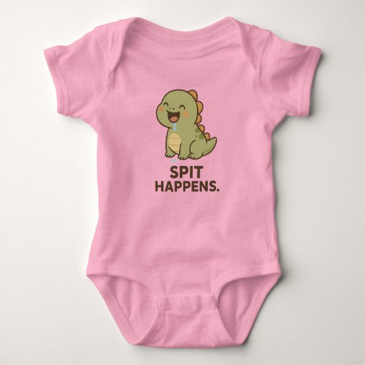 Spit Happens - Grappig Baby Dinosaurus Ontwerp Romper (Voorkant)