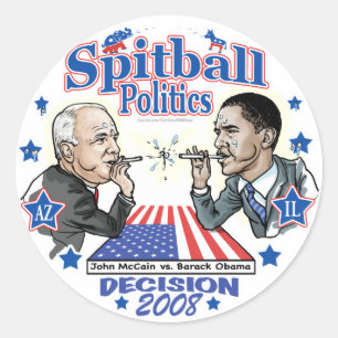 Spitball Politiek 2008 Ronde Sticker