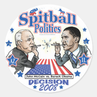 Spitball Politiek 2008 Ronde Sticker