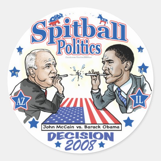 Spitball Politiek 2008 Ronde Sticker (Voorkant)
