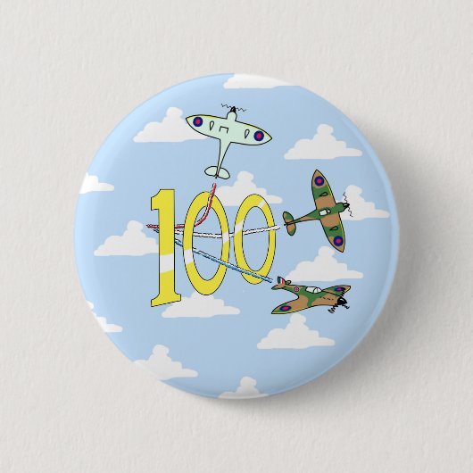 Spitfire 100th Birthday (Blue Sky) Ronde Button 5,7 Cm (Voorkant)