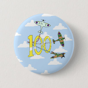 Spitfire 100th Birthday (Blue Sky) Ronde Button 5,7 Cm