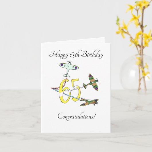 Spitfire 65th Birthday Card Kaart (Gele Bloem)