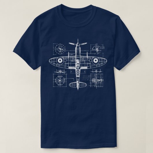 Spitfire-blauwdruk T-shirt (Design voorkant)