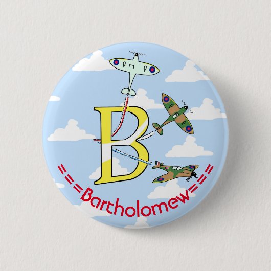 Spitfire Blue Sky B Initiaal Badge Ronde Button 5,7 Cm (Voorkant)
