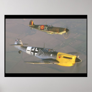 Spitfire (boven) en Messerschmitt_Militair Vliegtu Poster