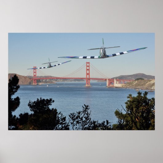 Spitfire- en Golden Gate Bridge Poster (Voorkant)