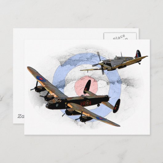 Spitfire en Lancaster Briefkaart (Voorkant / Achterkant)