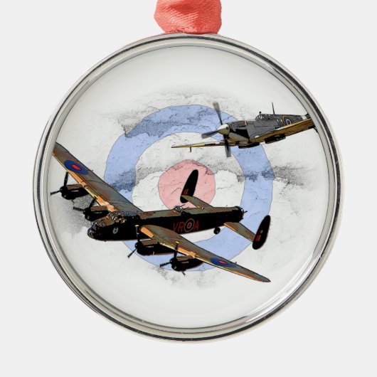 Spitfire en Lancaster Metalen Ornament (Voorkant)