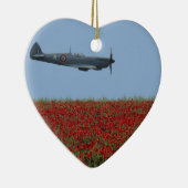 Spitfire en papavers keramisch ornament (Rechts)