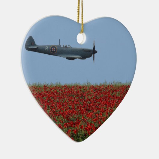 Spitfire en papavers keramisch ornament (Rechts)