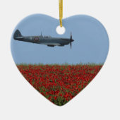 Spitfire en papavers keramisch ornament (Voorkant)
