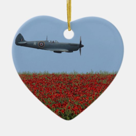 Spitfire en papavers keramisch ornament (Voorkant)