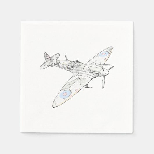 Spitfire Fighter Vliegtuig Camouflage Paint Tekeni Servetten (Voorkant)