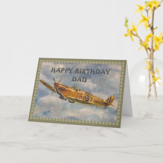 Spitfire ~Happy Birthday Kaart (Gele Bloem)