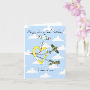 Spitfire Heart Blue Sky Birthday Card Kaart