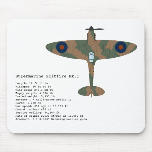 Spitfire mousepad muismat (Voorkant)