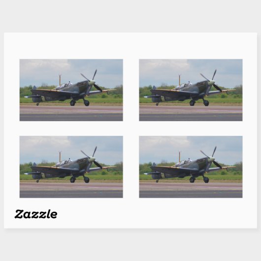 Spitfire na landing rechthoekige sticker (Vel)