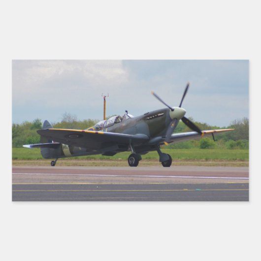 Spitfire na landing rechthoekige sticker (Voorkant)