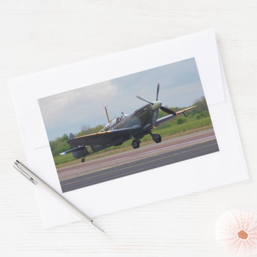 Spitfire na landing rechthoekige sticker (Envelop)