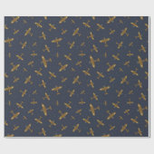Spitfire oorlogsvliegtuigen op Navy Blue Pattern Cadeaupapier (Vlak)