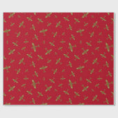 Spitfire oorlogsvliegtuigen op rood patroon cadeaupapier (Vlak)