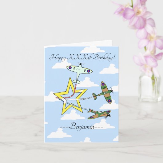 Spitfire Star Blue Sky Birthday Card Kaart (Orchidee)