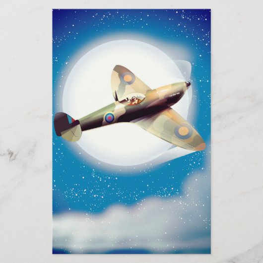 Spitfire-vliegtuig reisposterprint briefpapier (Voorkant)