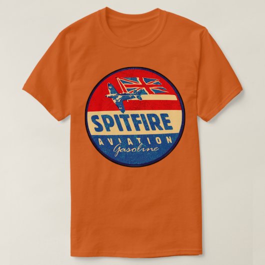 Spitfire vliegtuigbrandstof t-shirt (Design voorkant)