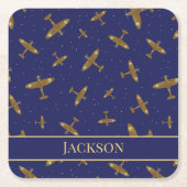 Spitfire-vliegtuigen gepensioneerd veteraan piloot kartonnen onderzetters (Voorkant)