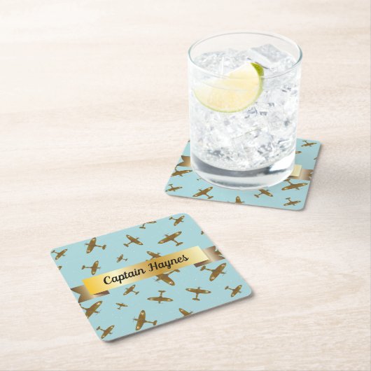 Spitfire War Planes on Light Blue Kartonnen Onderzetters (Insitu)