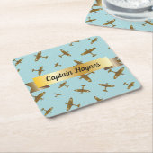 Spitfire War Planes on Light Blue Kartonnen Onderzetters (Schuin)