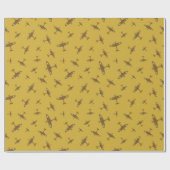 Spitfire War Planes Patroon op Gouden Geel Cadeaupapier (Vlak)