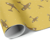Spitfire War Planes Patroon op Gouden Geel Cadeaupapier (Rol Hoek)