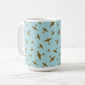 Spitfire War Planes Patroon op Pastel Blue Koffiemok (Voorkant links)