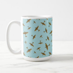 Spitfire War Planes Patroon op Pastel Blue Koffiemok