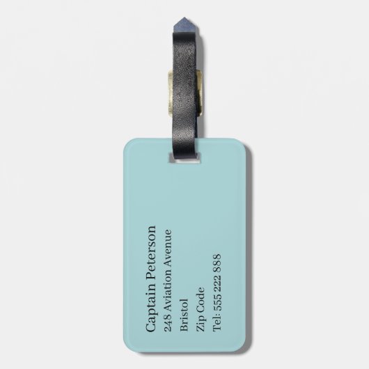 Spitfire War Planes Pilot Light Blue Bagagelabel (Achterkant verticaal)