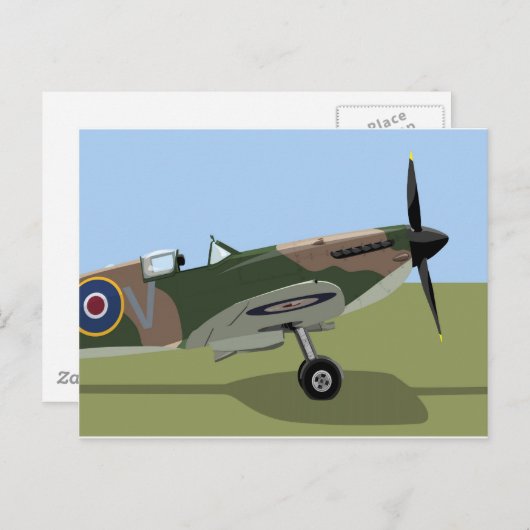 Spitfire WW2 Fighter Briefkaart (Voorkant / Achterkant)