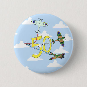 Spitfires 50e verjaardag (Blauwe Lucht) Ronde Button 5,7 Cm
