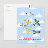 Spitfires Blauwe Lucht Hart Ansichtkaart Briefkaart (Voorkant / Achterkant)