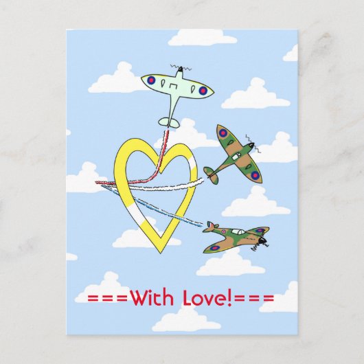 Spitfires Blauwe Lucht Hart Ansichtkaart Briefkaart (Voorkant)