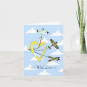 Spitfires Blauwe Lucht Met Liefdes Hart Kaart (Voorkant)