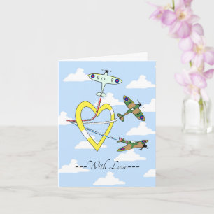 Spitfires Blauwe Lucht Met Liefdes Hart Kaart