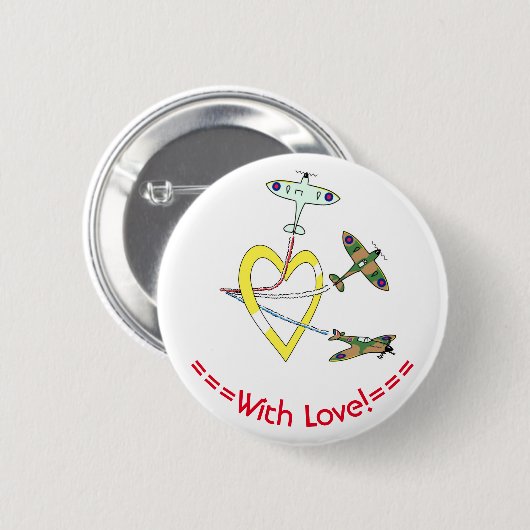 Spitfires Hart Ronde Button 5,7 Cm (Voorkant /achterkant)